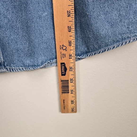 Vintage 90s Warner Bros Looney Tunes Men Embroidered Denim Vest Shirt XL Novelty - Picture 15 of 15